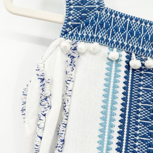 Saylor Boho Coastal Mazzy Tassel Woven Embroidered Sleeveless Romper Size S - Picture 8 of 13